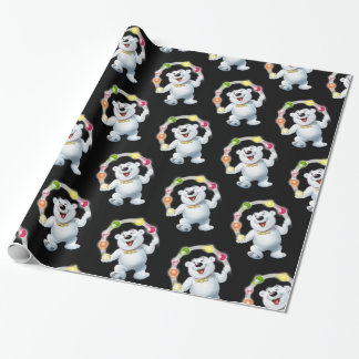 Juggling Polar Bear.Glossy gift Wrapping Paper