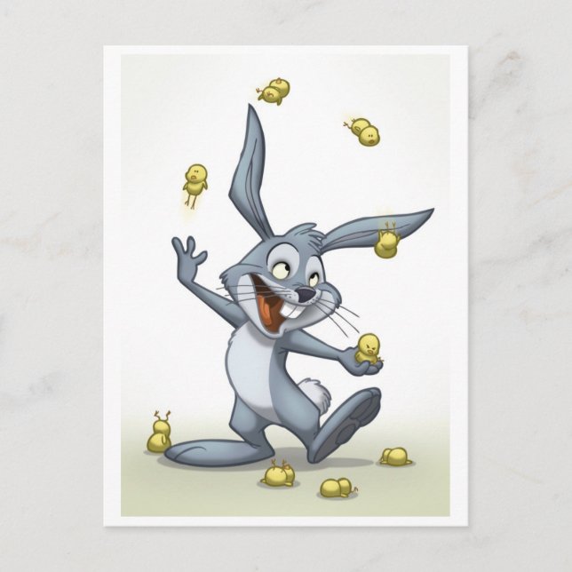 Juggling Rabbit Postcard (Front)