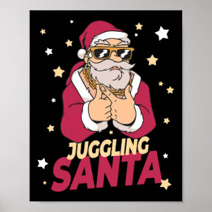 Juggling Santa Claus Christmas Holiday Juggling Ju Poster