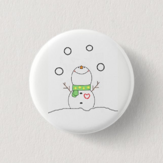 Juggling Snowman 1 Inch Round Button (Front)