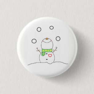 Juggling Snowman 1 Inch Round Button
