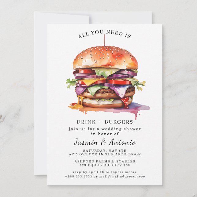 Juice and Burgers  Invitation (Front)