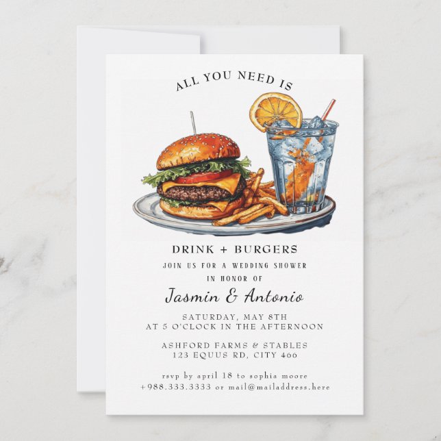 Juice and Burgers  Invitation (Front)