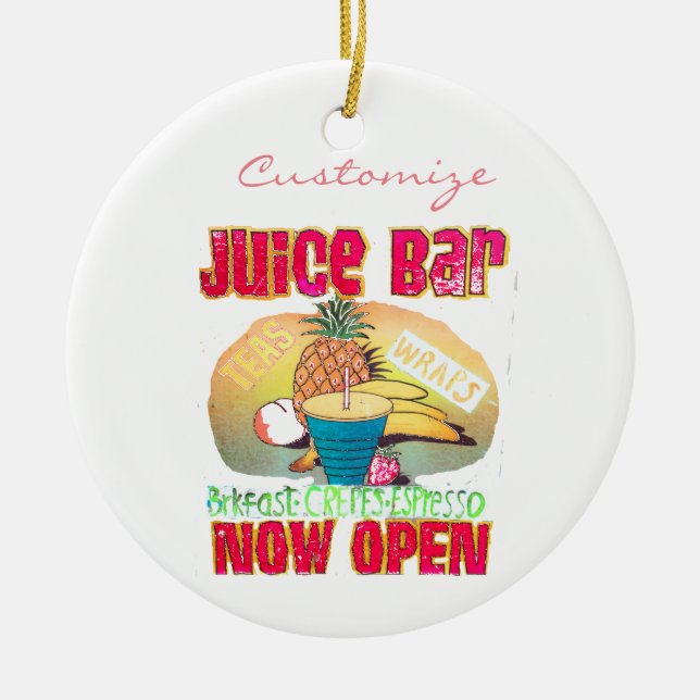 Juice Bar Sign Thunder_Cove Ceramic Ornament (Front)