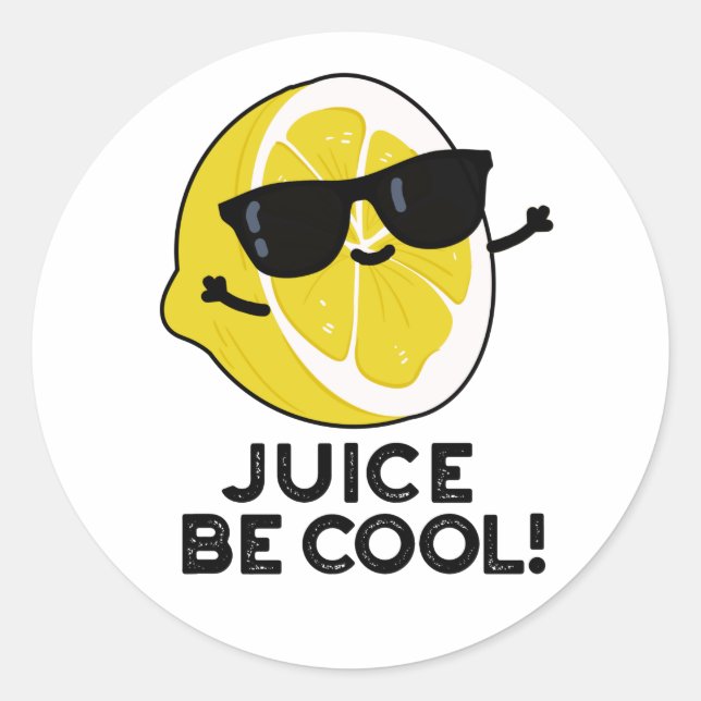 Juice Be Cool Funny Fruit Pun  Classic Round Sticker (Front)