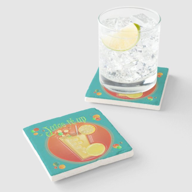 Juice it Up Summer Beverage Stone Coaster (Side)