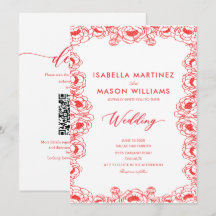 juice red French flowers chinoiserie wedding