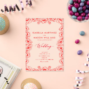 juice red French flowers classic wedding Acrylic Invitations