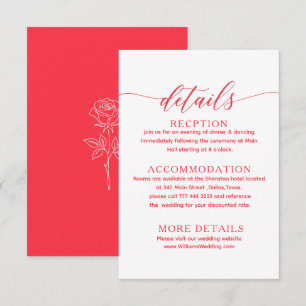 juice red  simple classic wedding details card