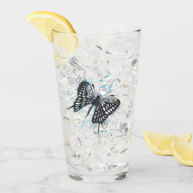 Juice, water, Drinking Glass black butterfly (Front Ice)