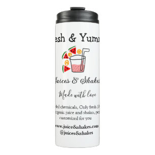 Juices & shakes restaurant business website social thermal tumbler
