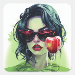 Juicified Apple Lady Square Sticker