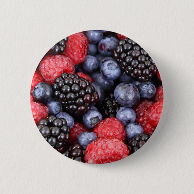 Juicy and Ripe Berry Fruit Medley 2 Inch Round Button (Front)
