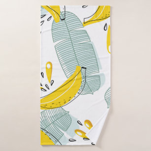 Juicy Bananas Bright Vintage Pattern Bath Towel