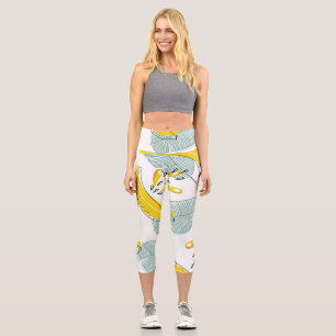 Juicy Bananas Bright Vintage Pattern Capri Leggings