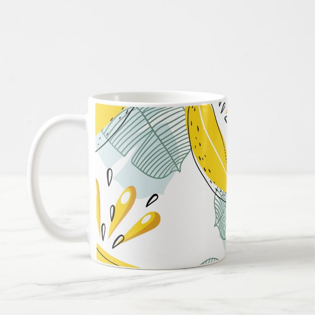 Juicy Bananas Bright Vintage Pattern Coffee Mug (Left)