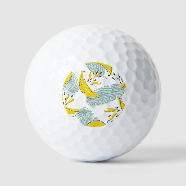 Juicy Bananas Bright Vintage Pattern Golf Balls (Front)