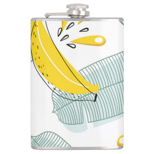 Juicy Bananas Bright Vintage Pattern Hip Flask