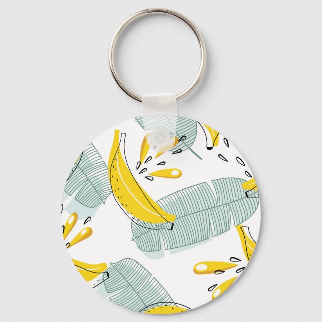 Juicy Bananas Bright Vintage Pattern Keychain (Front)