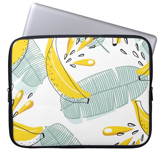 Juicy Bananas Bright Vintage Pattern Laptop Sleeve (Front)