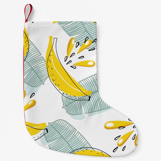 Juicy Bananas Bright Vintage Pattern Small Christmas Stocking (Front)