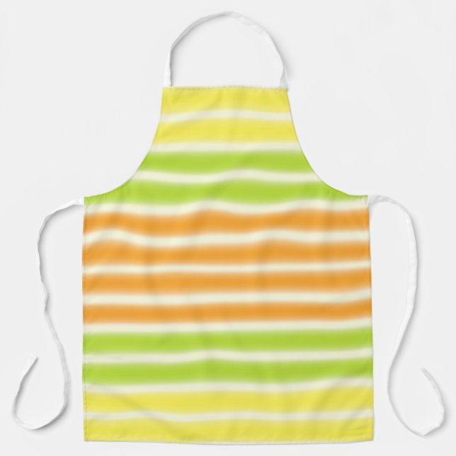 Juicy Citrus Lemon Lime And Orange Stripes Apron (Front)