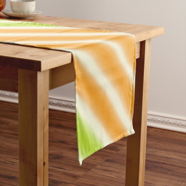 Juicy Citrus Lemon Lime And Orange Stripes Short Table Runner (In Situ)