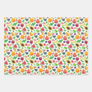 Juicy colourful fruits wrapping paper sheet
