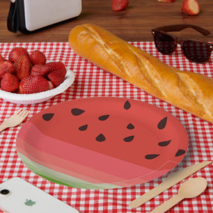 Juicy Delicious Ripe Watermelon With Seeds Design Paper Plate