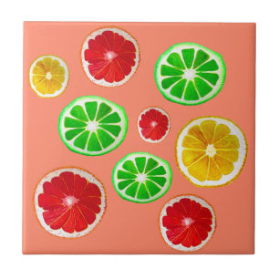 Juicy Fruit citrus fruit pattern Tile