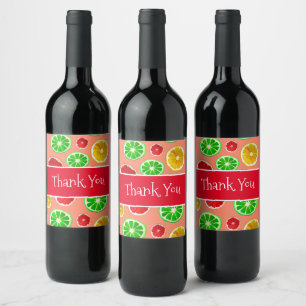 Juicy Fruit citrus fruit pattern Wine Label