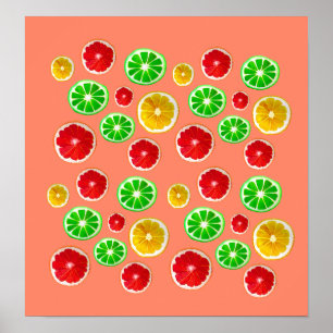 Juicy fruit colourful fruity pattern poster