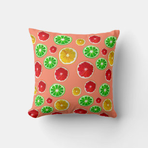Juicy fruit colourful fruity pattern throw pillow