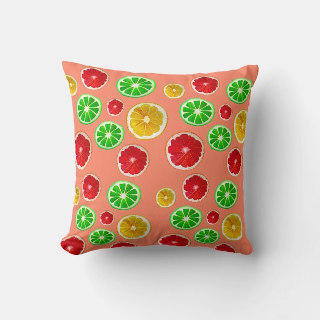 Juicy fruit colourful fruity pattern throw pillow (Front)
