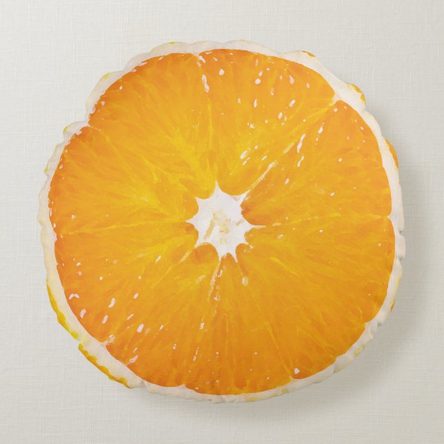 Juicy Fruit Orange Citrus Slice Round Pillow (Front)