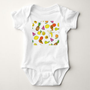 Juicy Fruit, Vintage Seamless Pattern. Baby Bodysuit