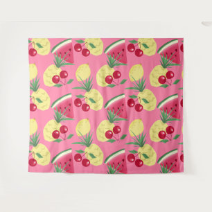 Juicy fruits on a pink-red background. tapestry