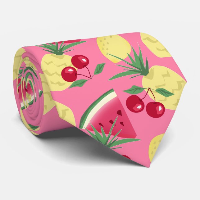 Juicy fruits on a pink-red background.  tie (Rolled)