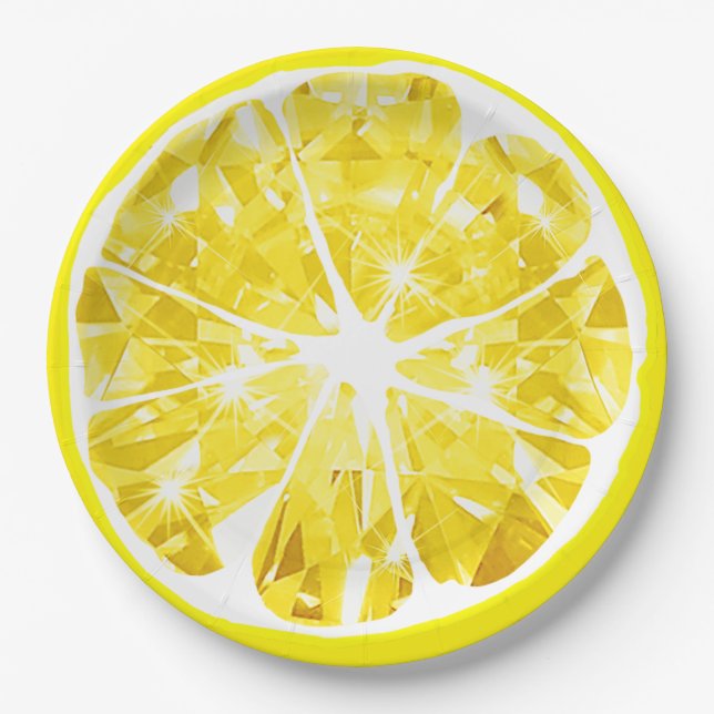 Juicy Gem Lemon Slice Citrus Fruit Party Patio Paper Plate (Front)