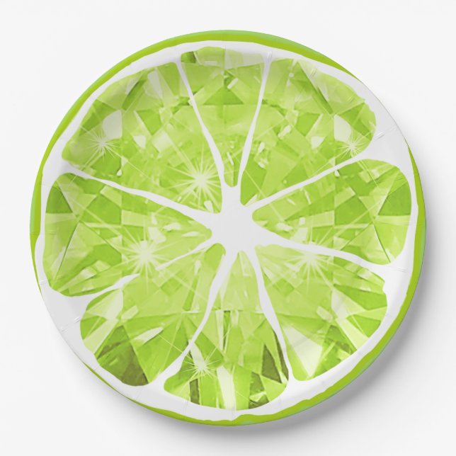 Juicy Gem Lime Slice Citrus Fruit Party Patio Paper Plate (Front)