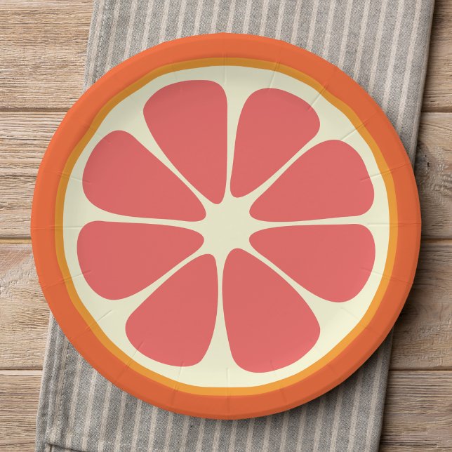 Juicy Grapefruit Summer Citrus Fruit Slice Kitchen Paper Plate (Creator Uploaded)