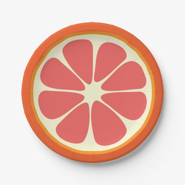 Juicy Grapefruit Summer Citrus Fruit Slice Kitchen Paper Plate (Front)