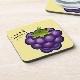 Juicy Grapes Plastic coasters w/cork back