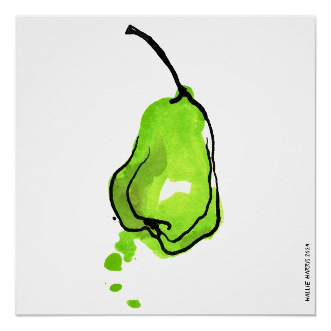 Juicy Green Pear Poster (Front)