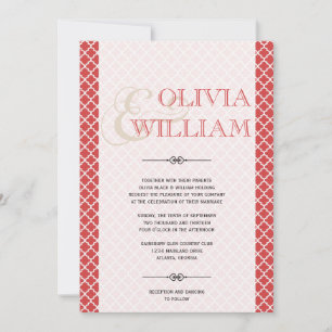 Juicy guava Moroccan tile ampersand modern wedding Invitation