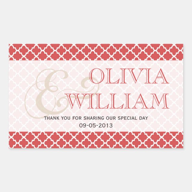 Juicy guava Moroccan tile ampersand wedding favour Sticker (Front)