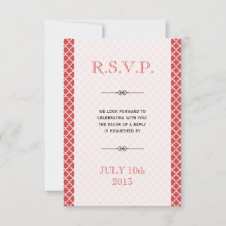 Juicy guava Moroccan tile ampersand wedding rsvp Invitation