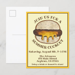 Juicy Jucy Lucy Minneapolis Minnesota Cheeseburger Invitation Postcard