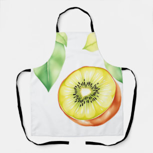 Juicy Kiwi in Watercolor on White Background Apron