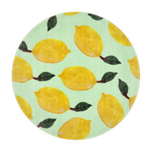 Juicy Lemon Blueberries: Watercolor Seamless Patte Cutting Board
